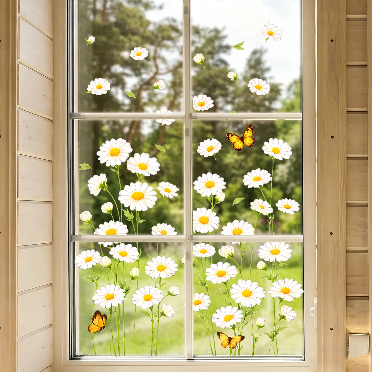 Pegatinas para ventanas con margaritas y mariposas, estáticas - imagen 3