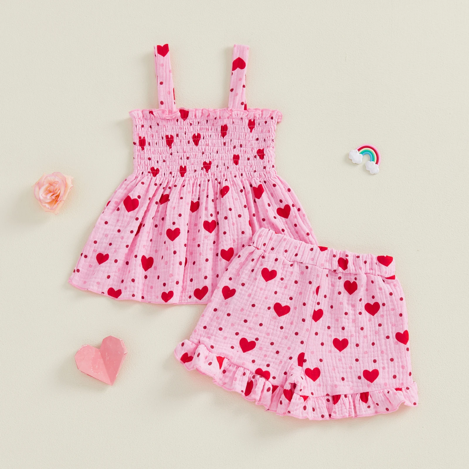 Tregren conjunto bebé niña San Valentín con volantes y corazones - imagen 2