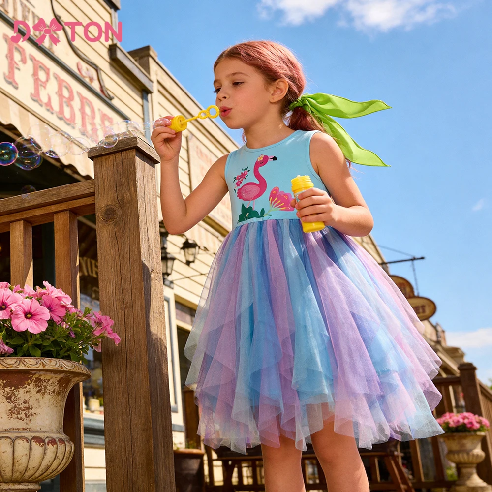 DXTON Vestido flamenco algodón verano para niña - imagen 5