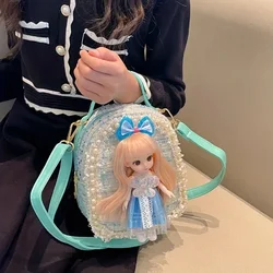 Mochila infantil princesa con bandolera para muñeca y libros