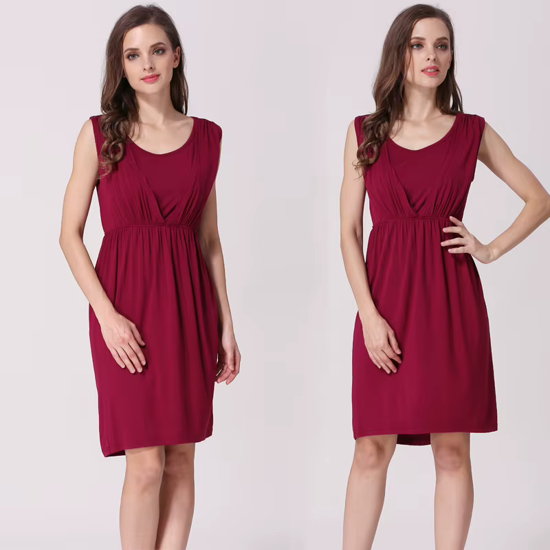 Vestido de lactancia veraniego sin mangas, hasta la rodilla - imagen 4