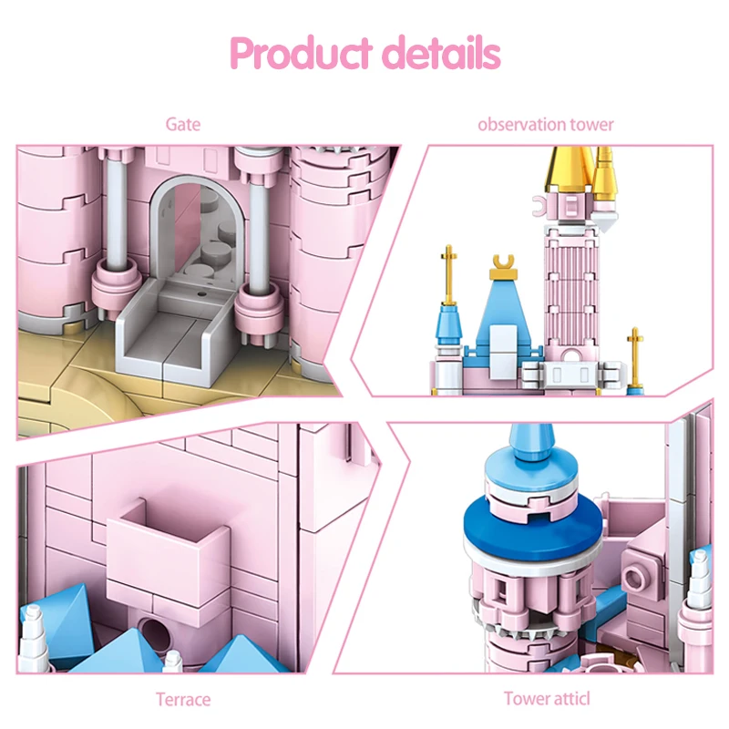 Bloques de construcción castillo mágico rosa de princesa - imagen 3