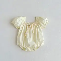 Pelele floral VISgogo para bebé – Cuello cuadrado lazo