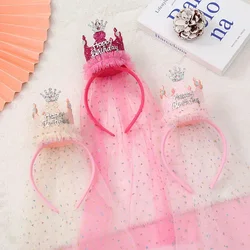 Diadema de gasa para niñas con lentejuelas estilo princesa fiesta