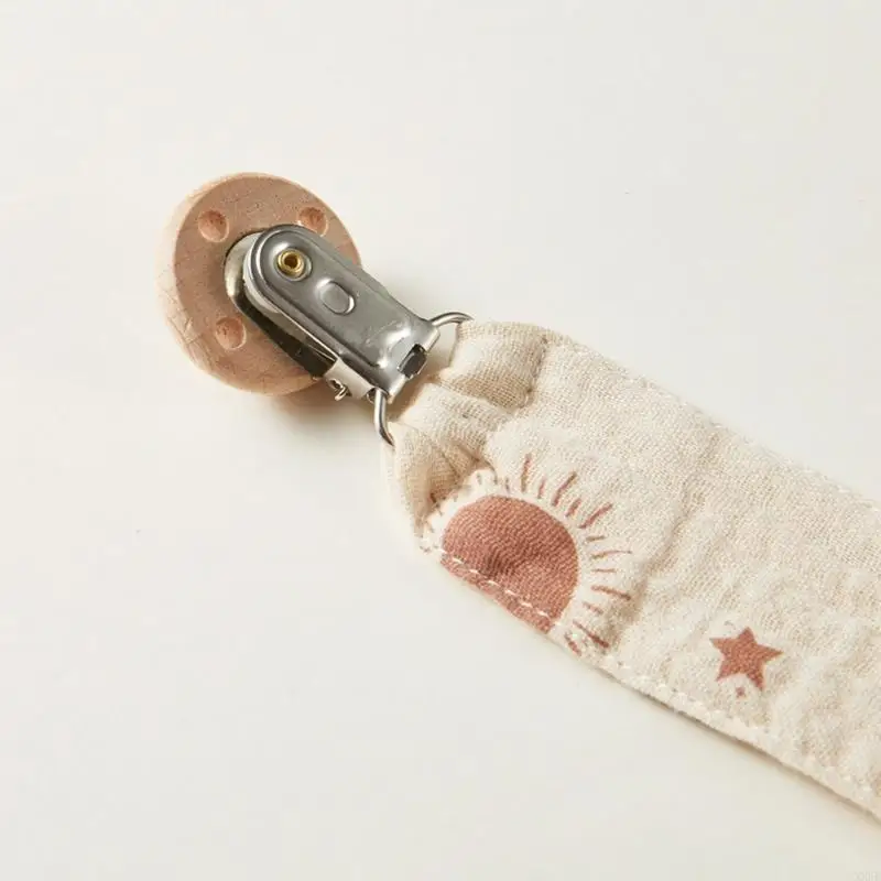 Cadena de madera para chupete de bebé – Algodón estampado - imagen 4