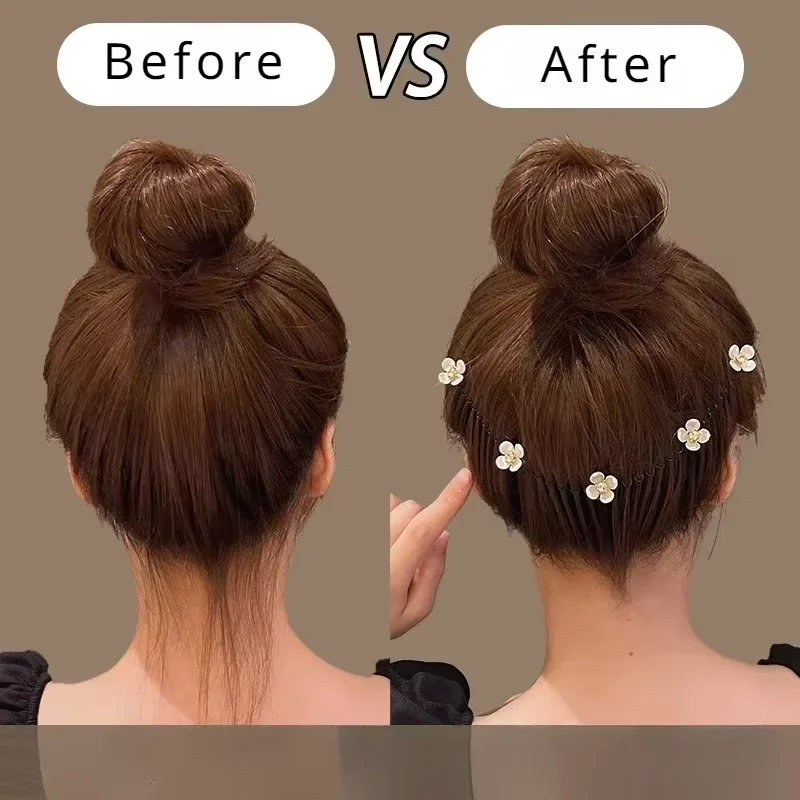 Horquillas de perlas para niña con peine largo y diadema - imagen 2