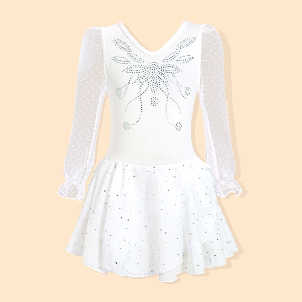 Maillot de ballet clásico de manga larga para niñas con tutú - imagen 2