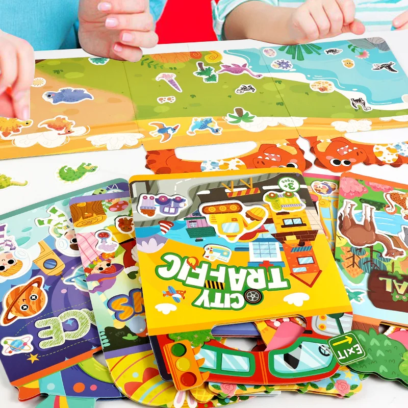 Libro de pegatinas reutilizables Montessori multitemático para niños - imagen 4