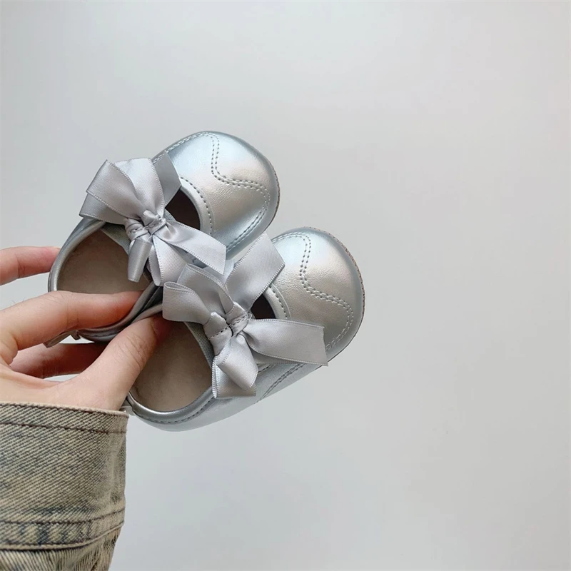 Zapatos primeros pasos antideslizantes princesa con lazo de felpa - imagen 5
