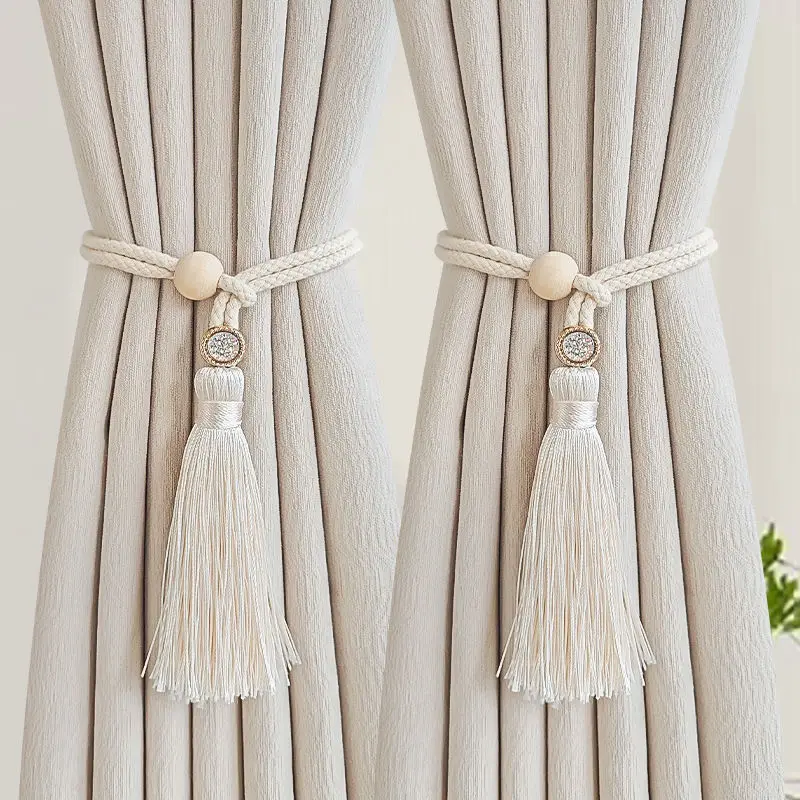 Correas de cortina con flecos tejidas y hebillas para decoración