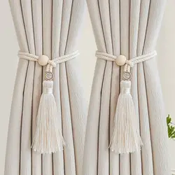 Correas de cortina con flecos tejidas y hebillas para decoración