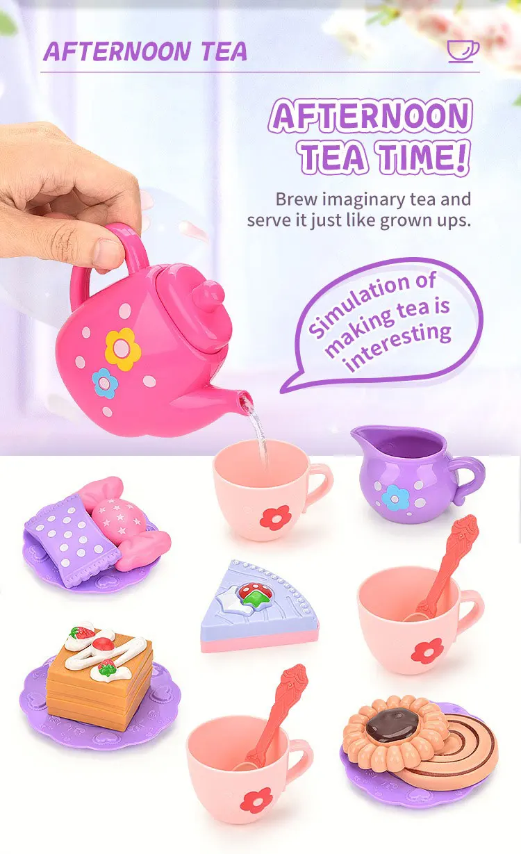 Niña jugando con set de té