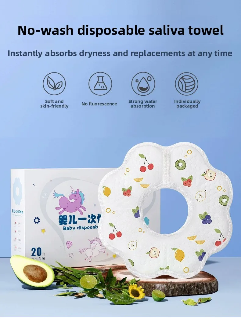 Babero desechable impermeable con diseños suaves para bebé