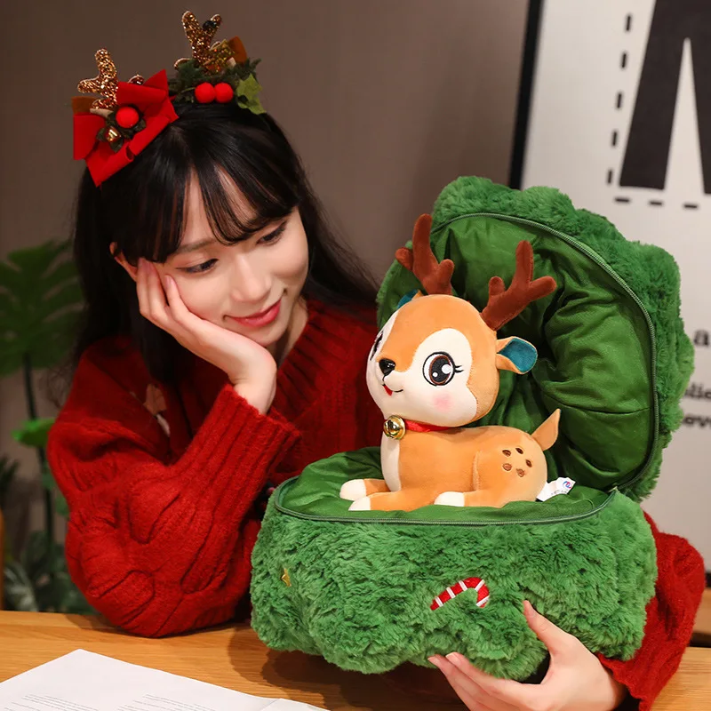 Cojín navideño de felpa Papá Noel y ciervo para decoración infantil - imagen 5