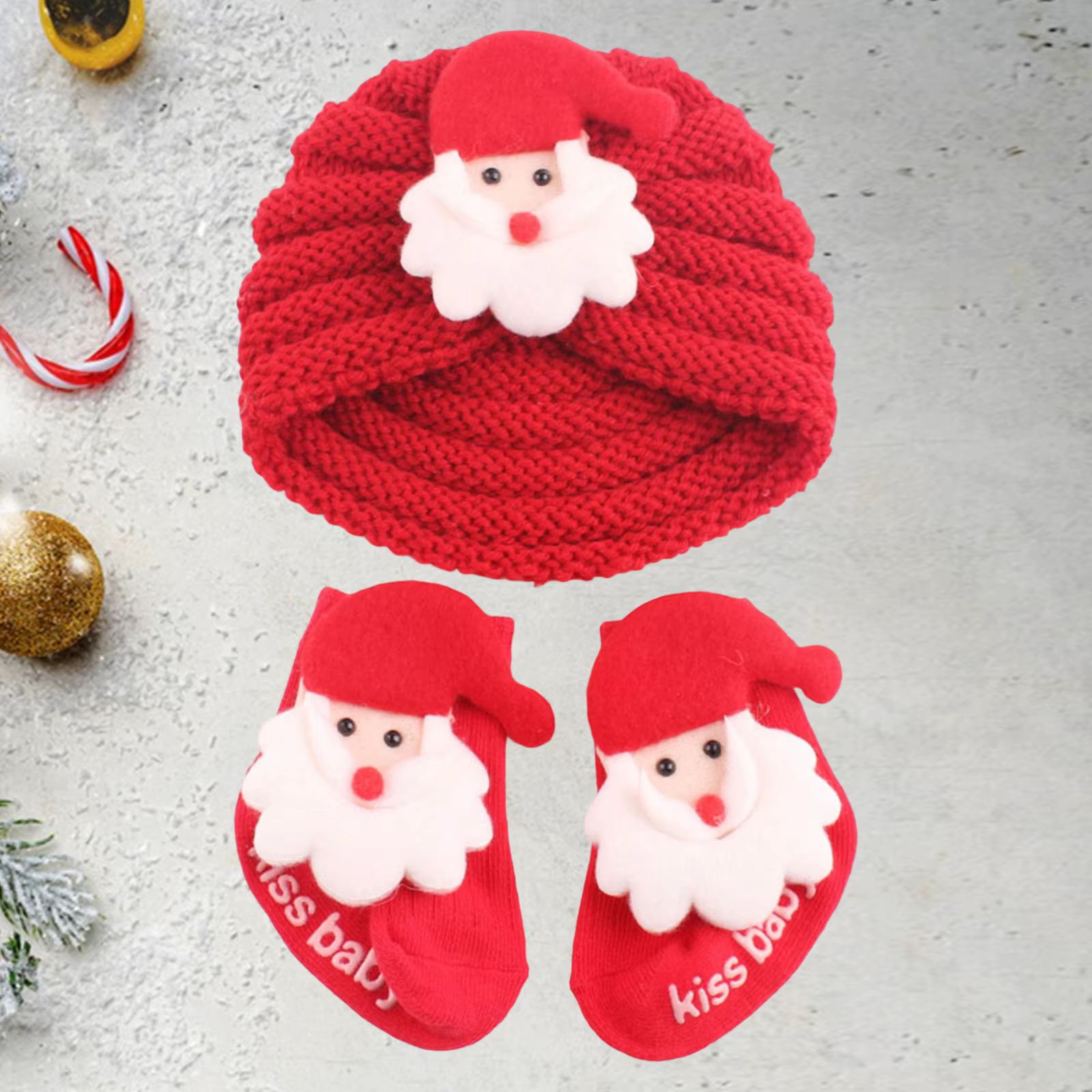 Tregren gorro bebé invierno con turbante y calcetines - imagen 2