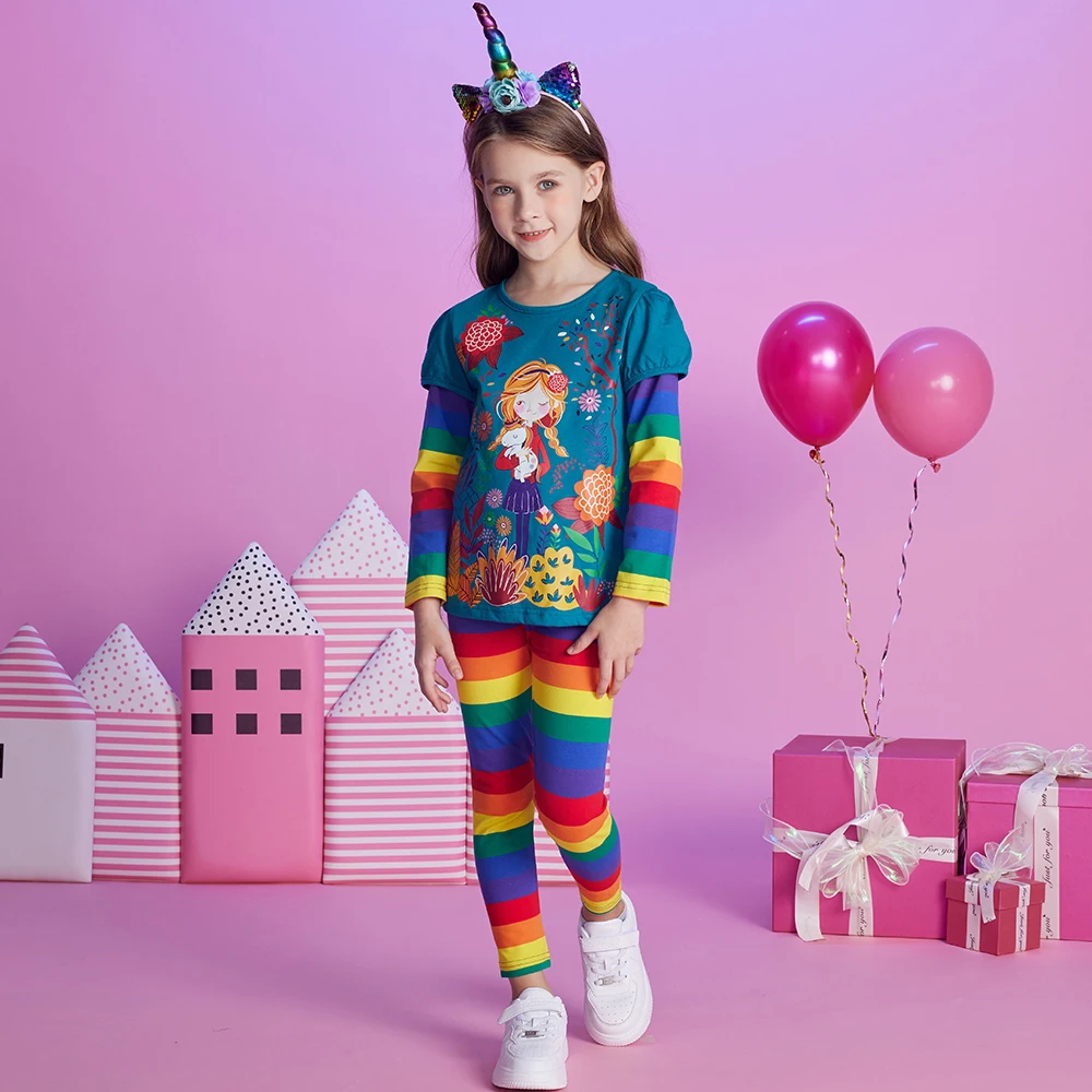 DXTON Camiseta invierno manga larga floral para niña - imagen 2