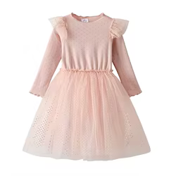 DXTON Vestido de Princesa Tul con Manga Voladora – Fiesta Otoño