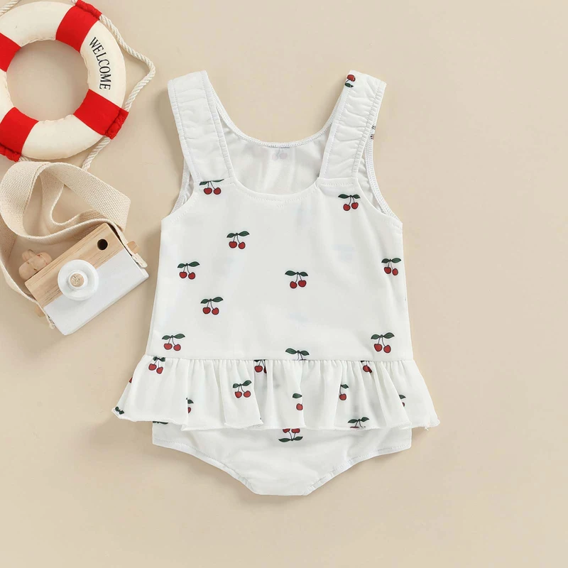 Tregren bañador infantil con estampado de sol y cerezas para niña - imagen 5