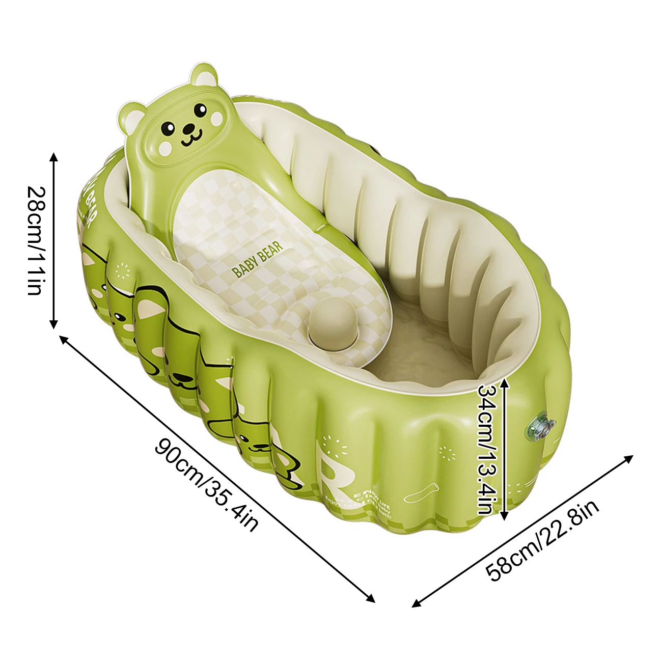 Bañera inflable para bebé portátil con soporte de espalda - imagen 4