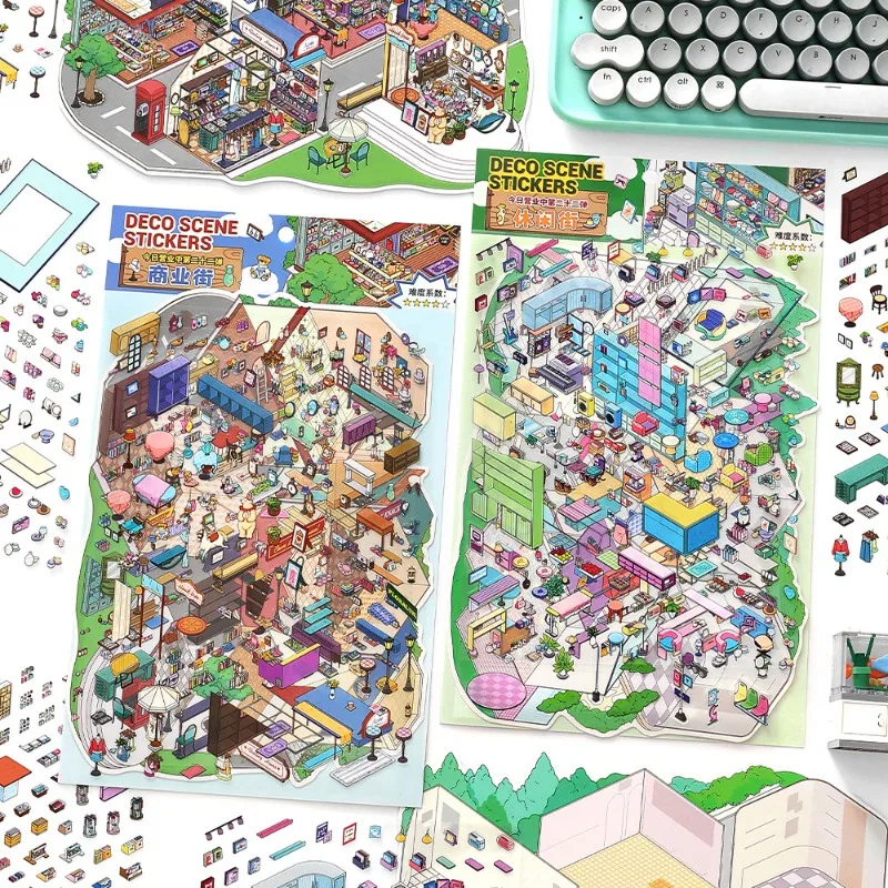 Diorama hojas de pegatinas dibujos animados para manualidades - imagen 4