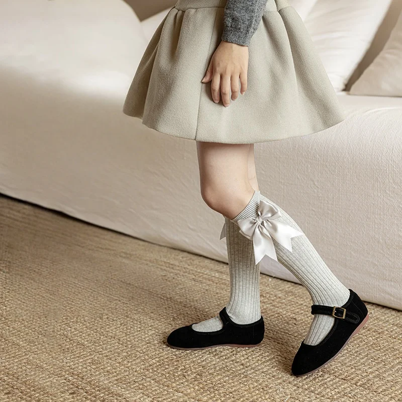 Calcetines altos de niña con lazo grande sin costuras primavera - imagen 2