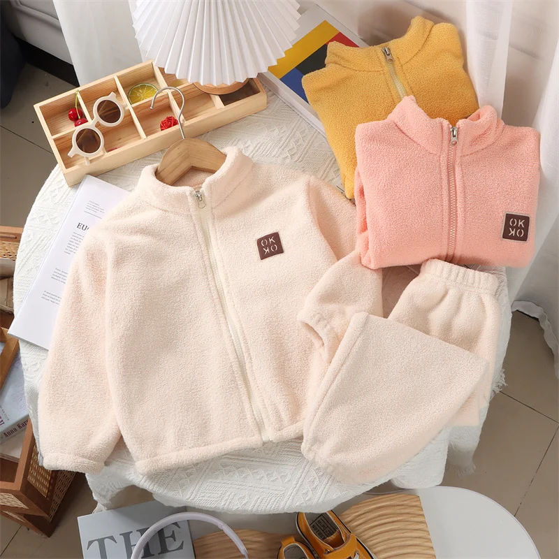 Traje de lana para niños con abrigo y pantalón