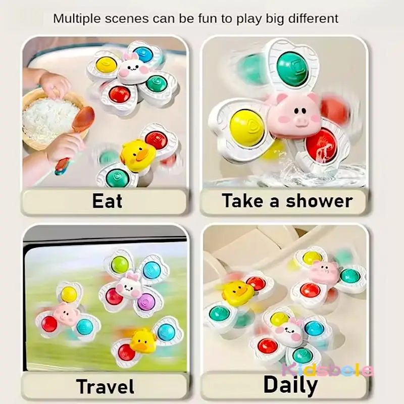 Juguete sensorial giratorio con ventosa para baño y mordedor infantil - imagen 2