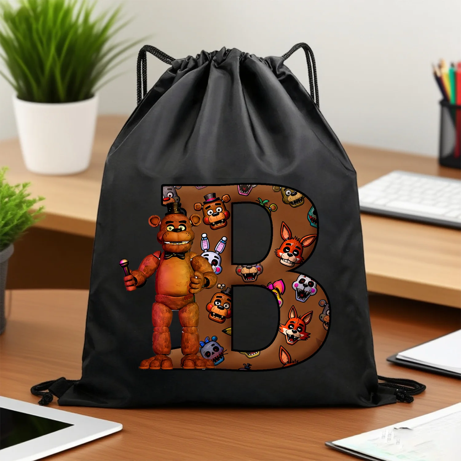 Bolsa con cordón Fnafs Five Nights At Freddy's de almacenamiento negra - imagen 2