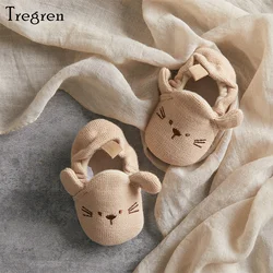 Tregren zapatos de cuna antideslizantes tejidos en algodón suave