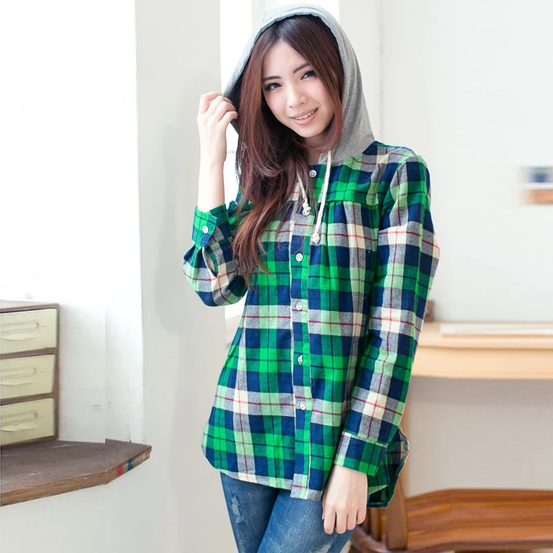 Camisa de maternidad a cuadros para lactation - Emotion Moms manga larga - imagen 4