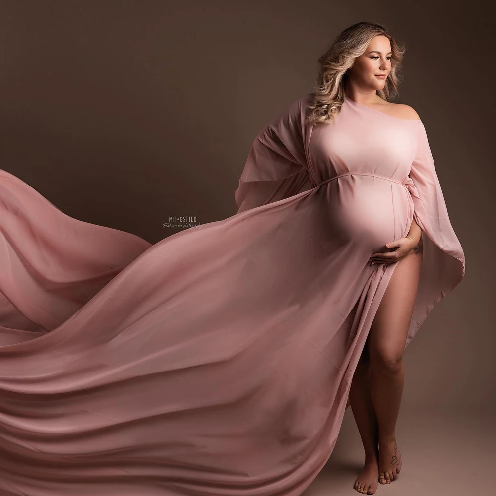 Vestido de embarazo con capa de tul tipo seda para sesión - imagen 5