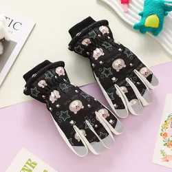 Guantes de esquí infantiles impermeables de oso, cortaviento
