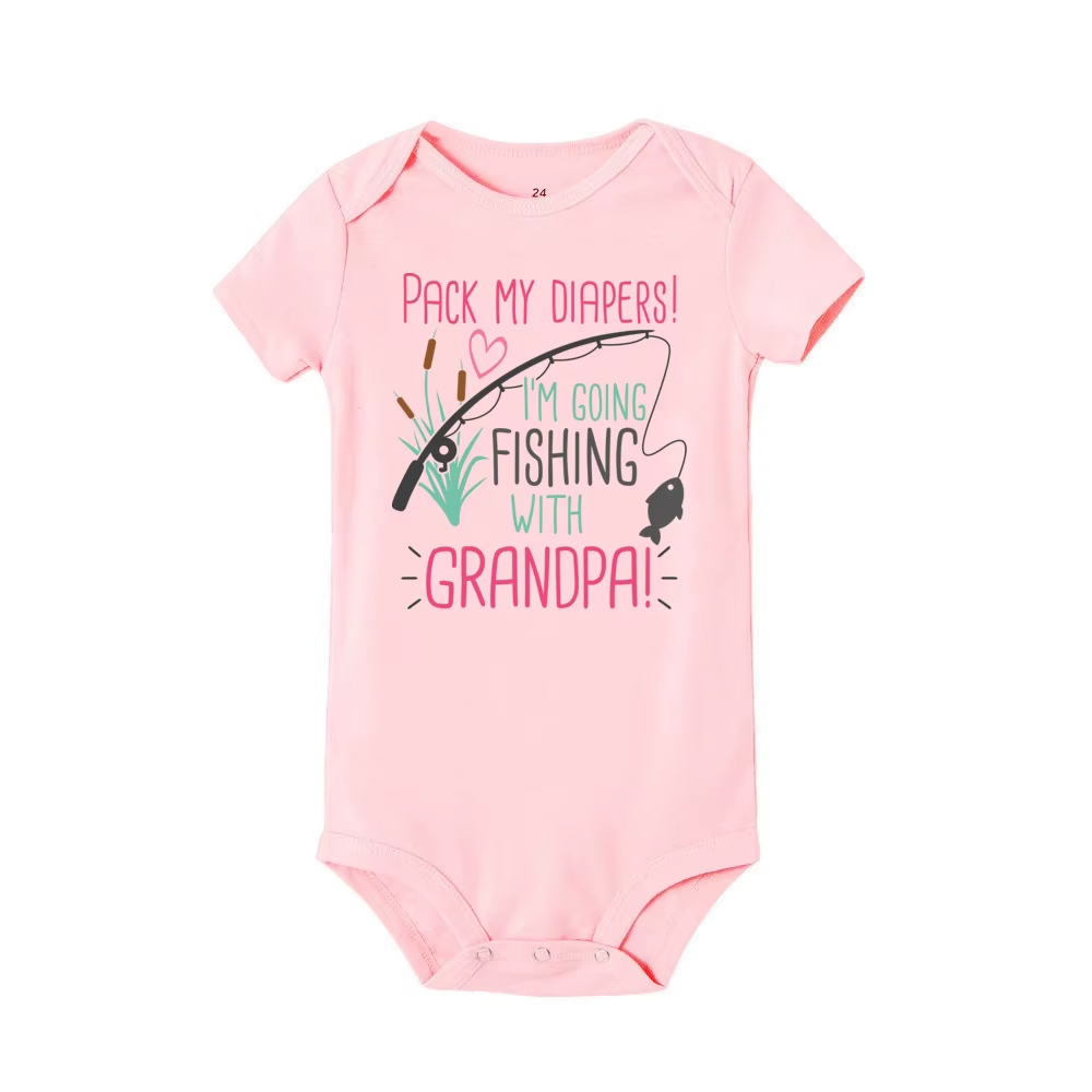 Body pesca abuelo y nieto – Bodysuit infantil divertido para bebé - imagen 5