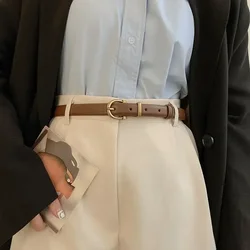 Cinturón de cuero genuino para mujer con hebilla metálica