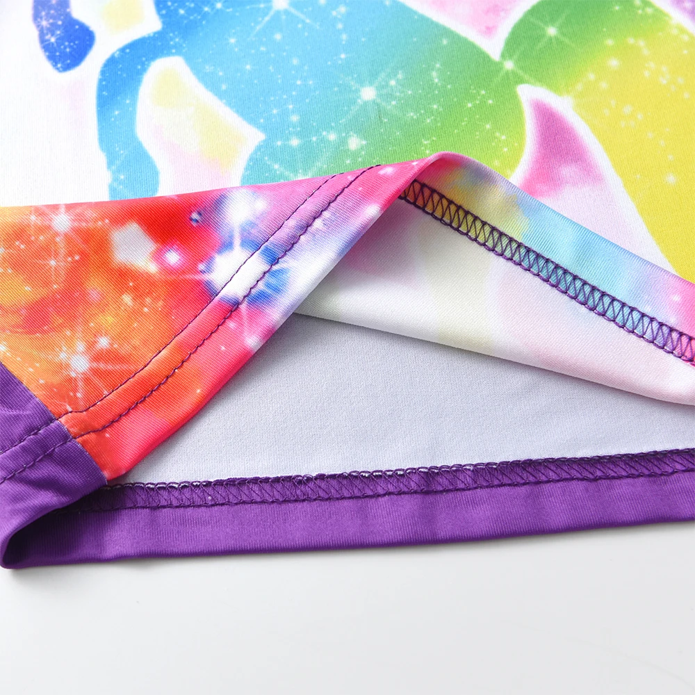 DXTON Camisetas de niña veraniegas con unicornio y cielo estrellado - imagen 3