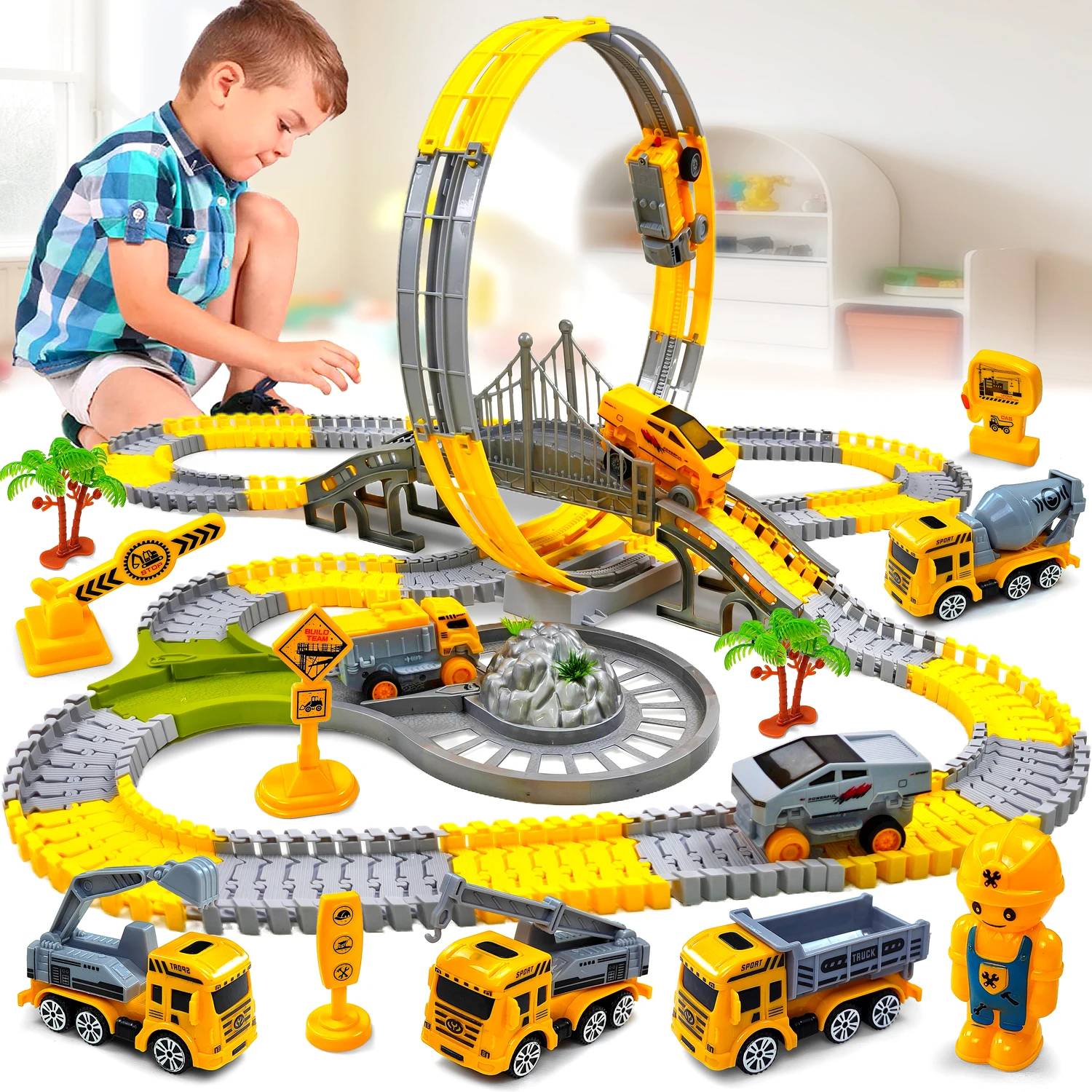 Pista de escalada con coches y tren para niños – Juguete educativo - imagen 2