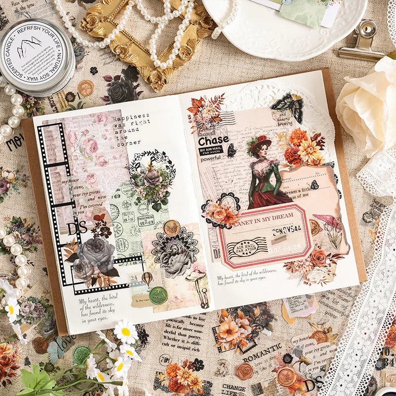 Pegatinas transparentes florales vintage impermeables para scrapbooking - imagen 2