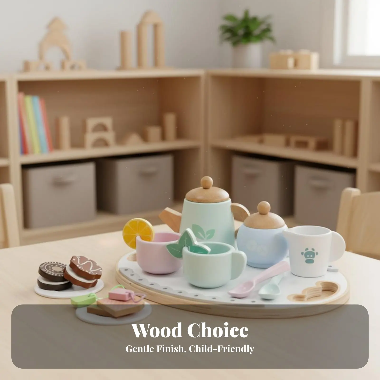 Set de té infantil educativo para juego simbólico social - imagen 2