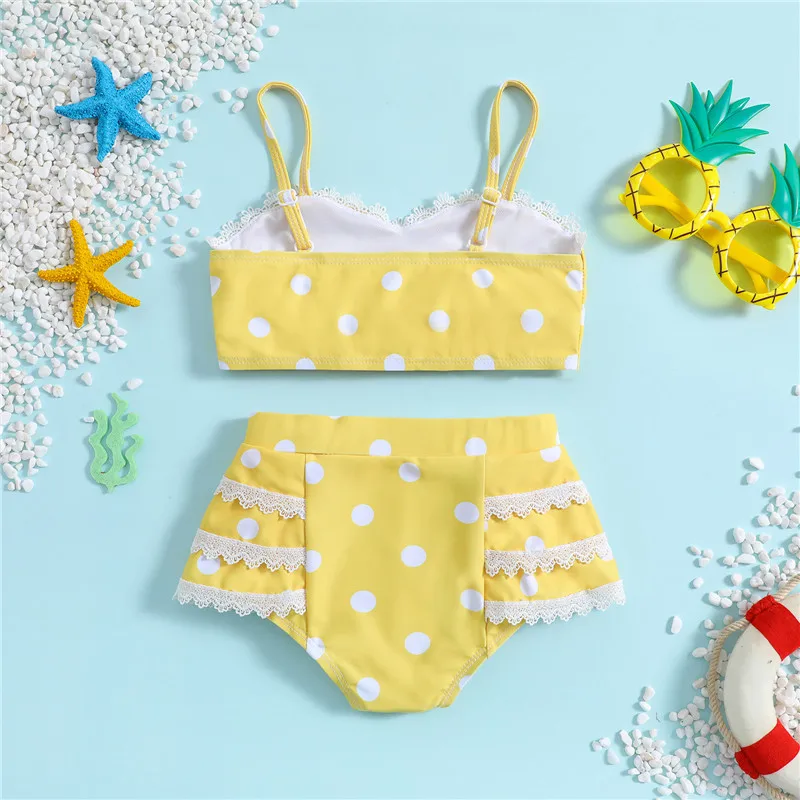 Bañador bebé niña dos piezas con top de encaje y braguita - imagen 2