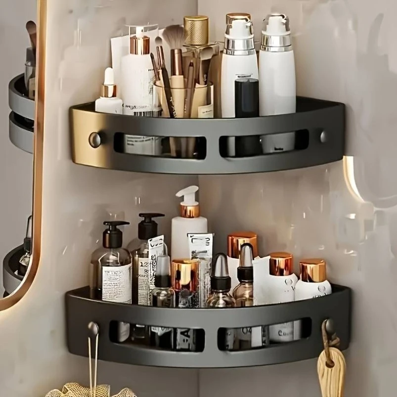 Estantes de esquina curvos de plástico resistente para baño - imagen 2