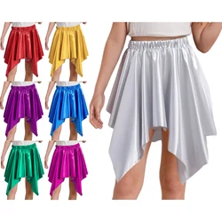 Falda de baile brillante metalizada para niñas con cintura elástica