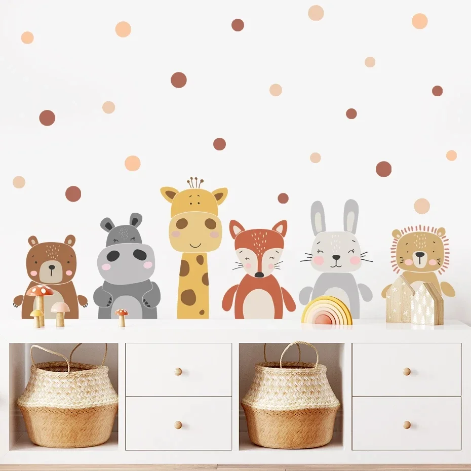 Vinilos pared jirafa oso decoración guardería infantil moderna