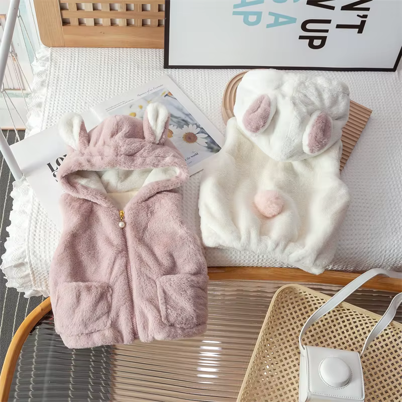 Chaleco acolchado cálido de invierno para niñas con capucha - imagen 4