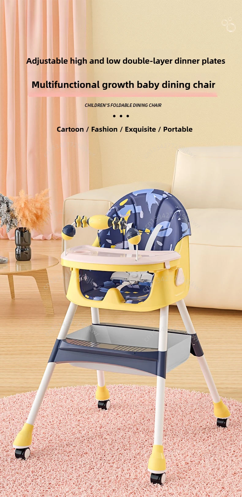 Trona infantil plegable en comedor