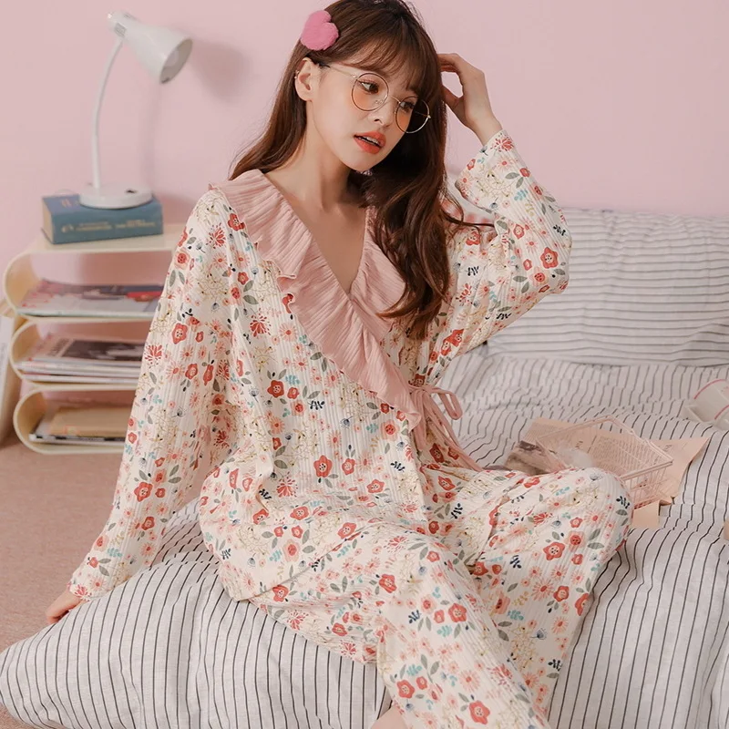 Pijama premamá de algodón con cárdigan de manga larga primavera y otoño - imagen 4