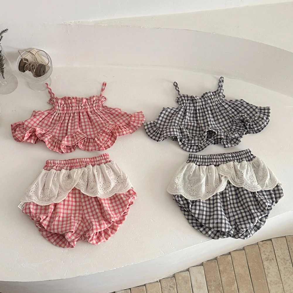 MILANCEL Conjunto de verano para bebé con cuadros y pantalón corto - imagen 4