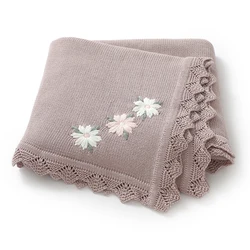 Manta floral de punto para bebé - Transpirable para cochecito y moisés