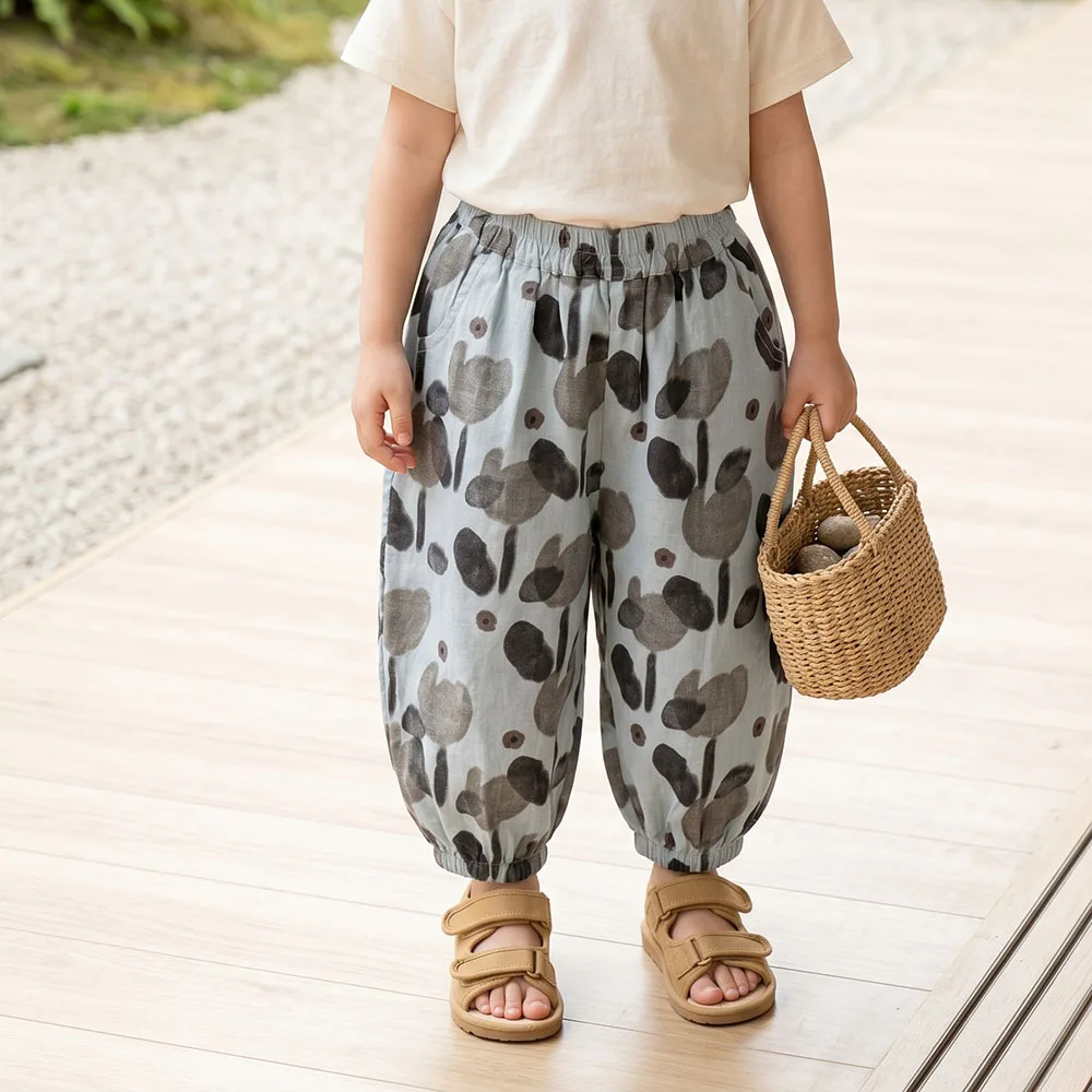Pantalones antimosquitos de lino y algodón con estampado floral - imagen 5