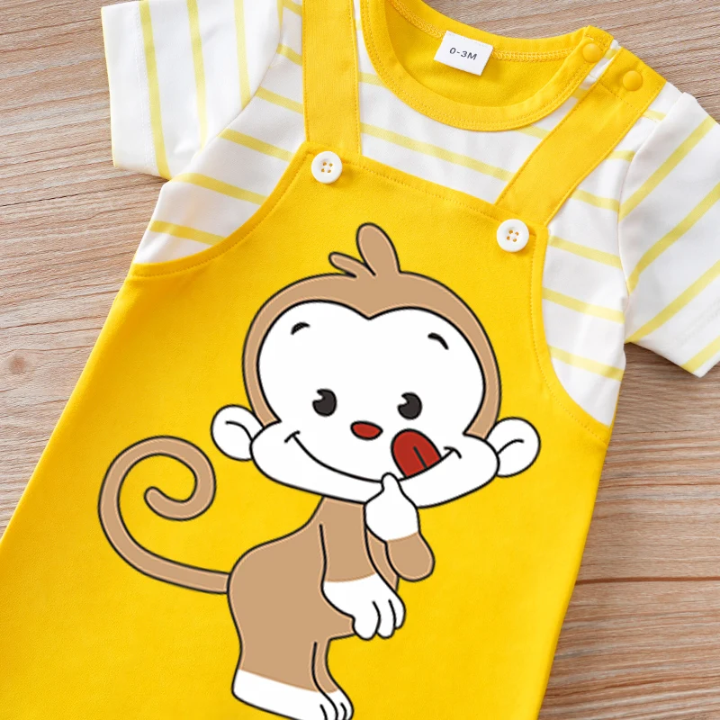 Body de bebé recién nacido amarillo con estampado mono - imagen 3