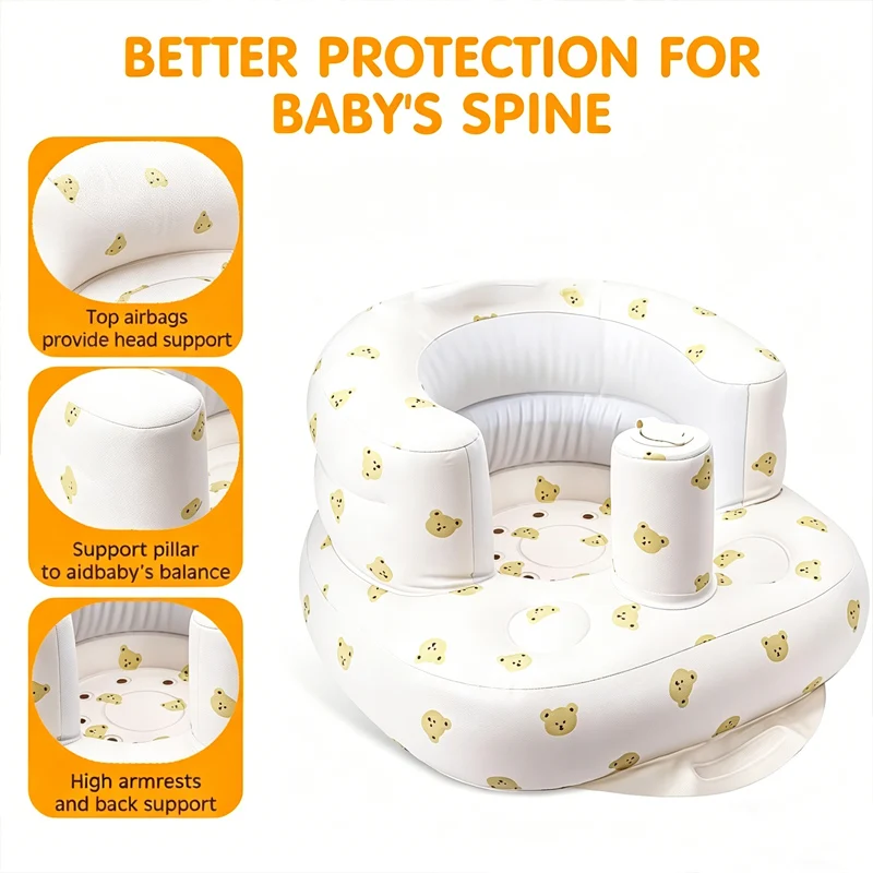 Asiento inflable bebé con bomba integrada para sentarse seguro - imagen 4